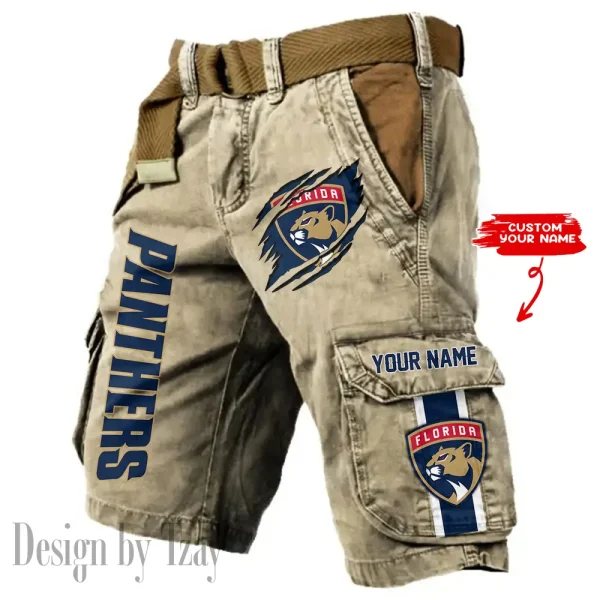 Florida Panthers Pocket Print Cargo Shorts (Belt Not Included) trending 2025 S9MCS393 - Image 5