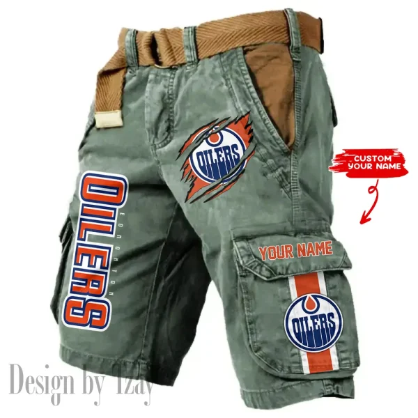Edmonton Oilers Pocket Print Cargo Shorts (Belt Not Included) trending 2025 S9MCS394 - Image 2