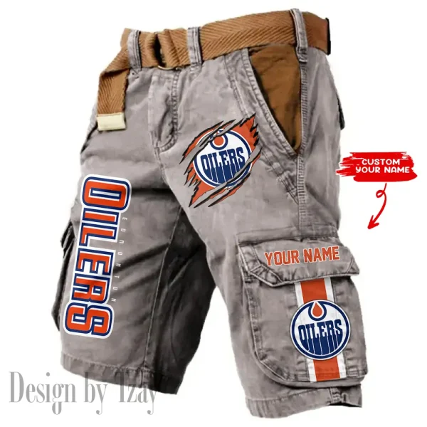 Edmonton Oilers Pocket Print Cargo Shorts (Belt Not Included) trending 2025 S9MCS394 - Image 3