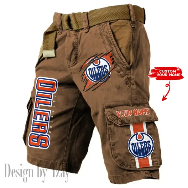 Edmonton Oilers Pocket Print Cargo Shorts (Belt Not Included) trending 2025 S9MCS394 - Image 4