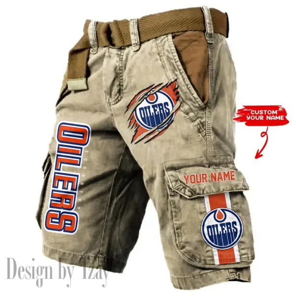Edmonton Oilers Pocket Print Cargo Shorts (Belt Not Included) trending 2025 S9MCS394 - Image 5