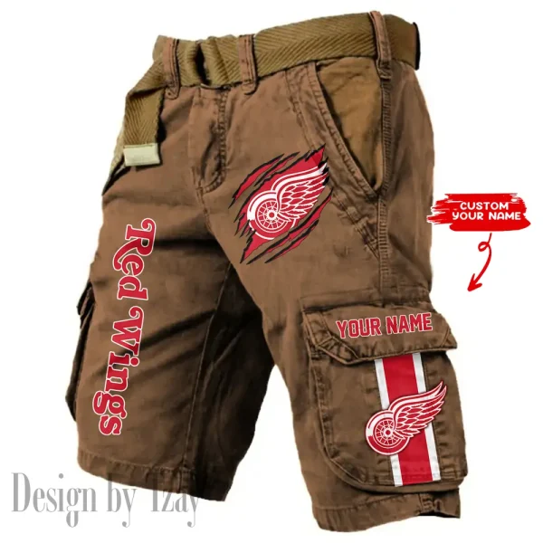 Detroit Red Wings Pocket Print Cargo Shorts (Belt Not Included) trending 2025 S9MCS395 - Image 4