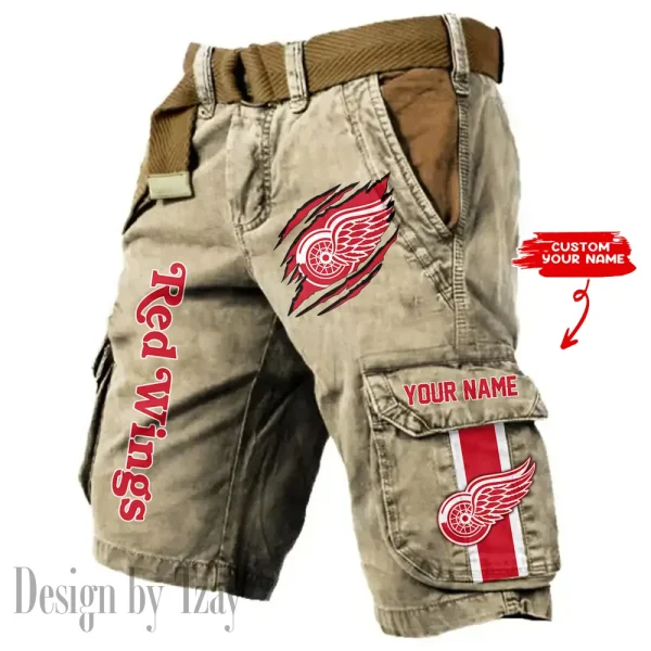 Detroit Red Wings Pocket Print Cargo Shorts (Belt Not Included) trending 2025 S9MCS395 - Image 5