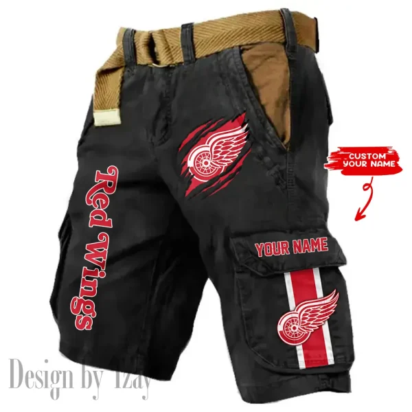 Detroit Red Wings Pocket Print Cargo Shorts (Belt Not Included) trending 2025 S9MCS395 - Image 6