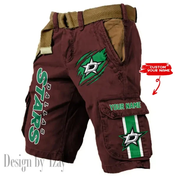 Dallas Stars Pocket Print Cargo Shorts (Belt Not Included) trending 2025 S9MCS396