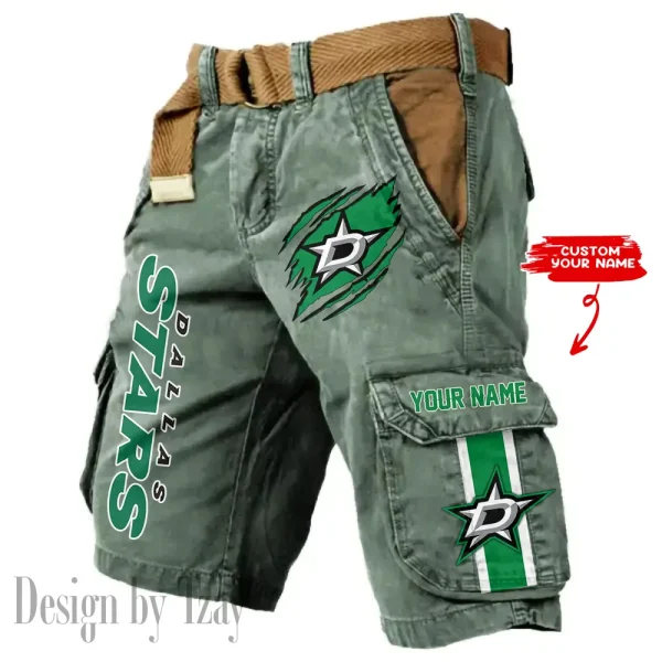 Dallas Stars Pocket Print Cargo Shorts (Belt Not Included) trending 2025 S9MCS396 - Image 2