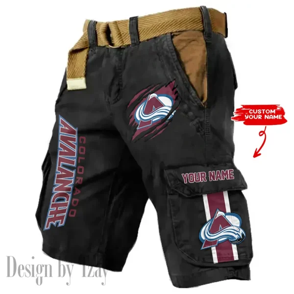 Colorado Avalanche Pocket Print Cargo Shorts (Belt Not Included) trending 2025 S9MCS398