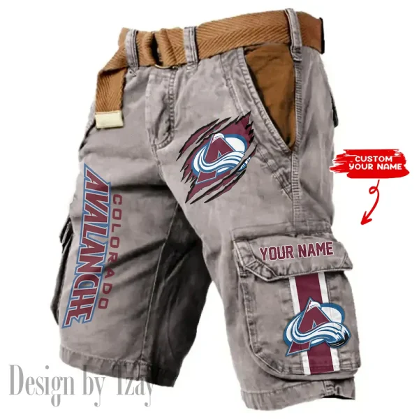 Colorado Avalanche Pocket Print Cargo Shorts (Belt Not Included) trending 2025 S9MCS398 - Image 4