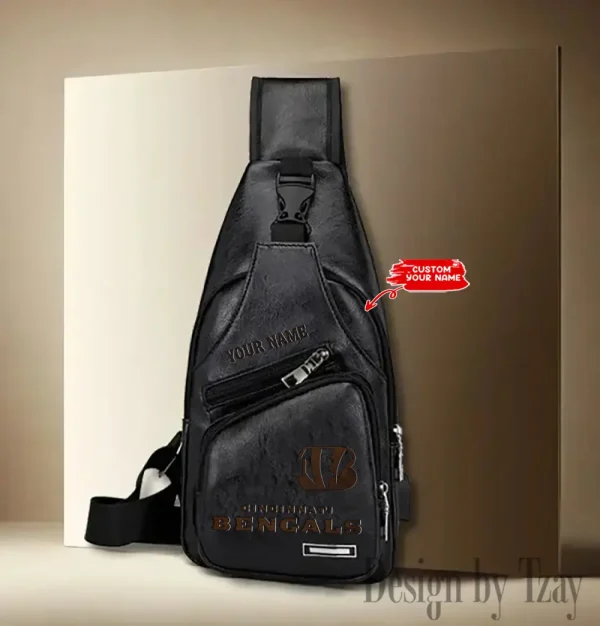 Cincinnati Bengals NFL Leather Sling Bag SPTLTSLINGBAG136 - Image 2