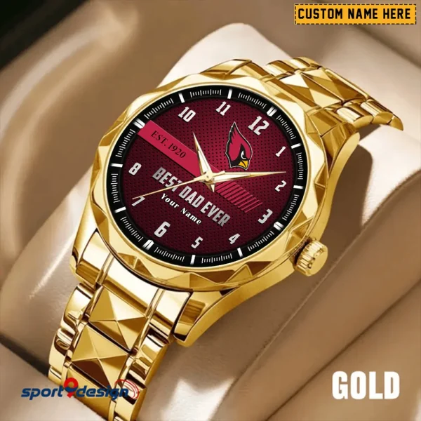 Arizona Cardinals Best Dad Ever Luxury Diamond Men Wristwatch Father's Day Gift SPTDMW163 - Image 2