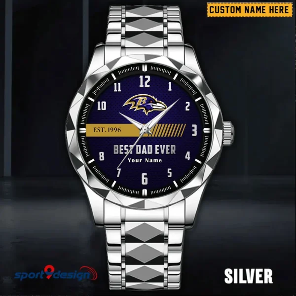 Baltimore Ravens Best Dad Ever Luxury Diamond Men Wristwatch Father's Day Gift SPTDMW165 - Image 2