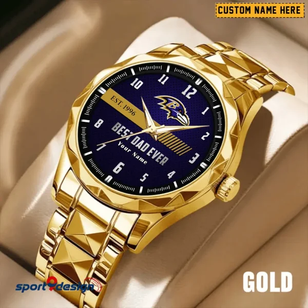 Baltimore Ravens Best Dad Ever Luxury Diamond Men Wristwatch Father's Day Gift SPTDMW165 - Image 3