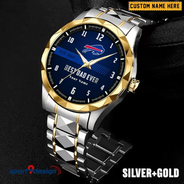 Buffalo Bills Best Dad Ever Luxury Diamond Men Wristwatch Father's Day Gift SPTDMW166