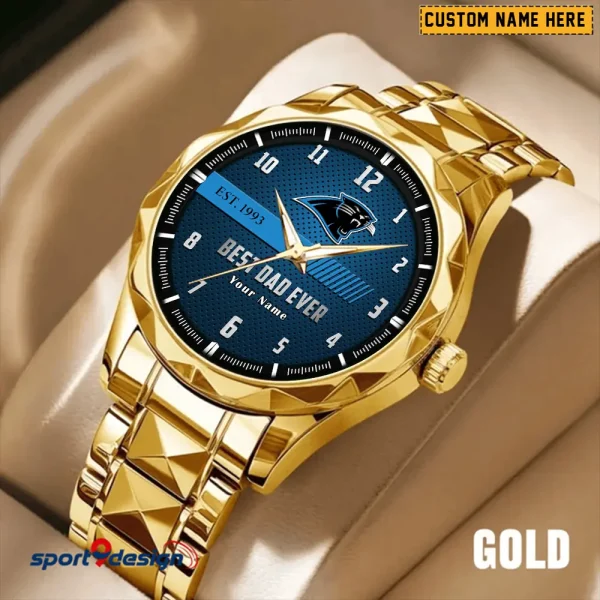 Carolina Panthers Best Dad Ever Luxury Diamond Men Wristwatch Father's Day Gift SPTDMW167 - Image 3