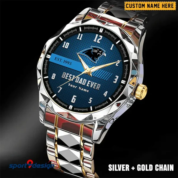 Carolina Panthers Best Dad Ever Luxury Diamond Men Wristwatch Father's Day Gift SPTDMW167 - Image 5
