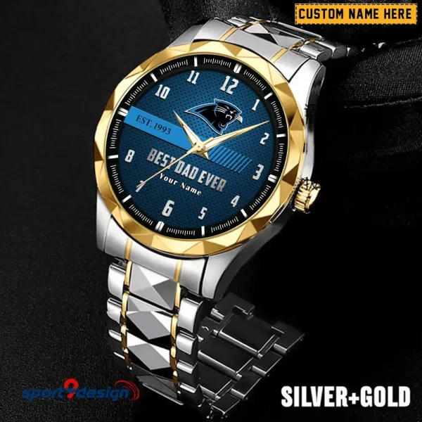 Carolina Panthers Best Dad Ever Luxury Diamond Men Wristwatch Father's Day Gift SPTDMW167