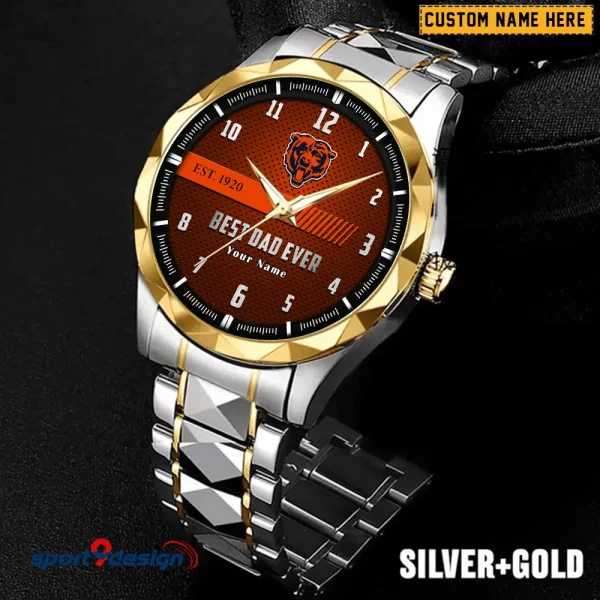 Chicago Bears Best Dad Ever Luxury Diamond Men Wristwatch Father's Day Gift SPTDMW168