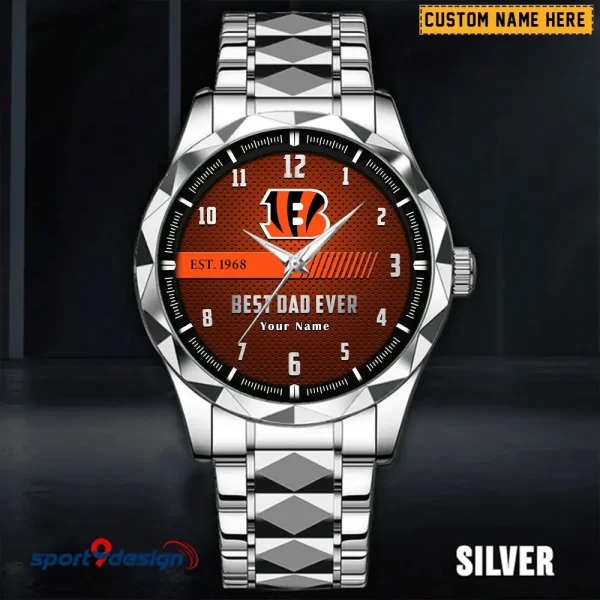 Cincinnati Bengals Best Dad Ever Luxury Diamond Men Wristwatch Father's Day Gift SPTDMW169 - Image 2