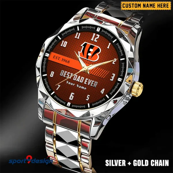 Cincinnati Bengals Best Dad Ever Luxury Diamond Men Wristwatch Father's Day Gift SPTDMW169 - Image 5