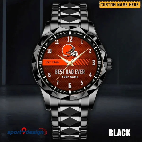 Cleveland Browns Best Dad Ever Luxury Diamond Men Wristwatch Father's Day Gift SPTDMW170 - Image 2