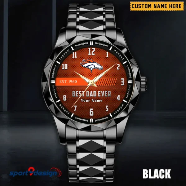 Denver Broncos Best Dad Ever Luxury Diamond Men Wristwatch Father's Day Gift SPTDMW172 - Image 2