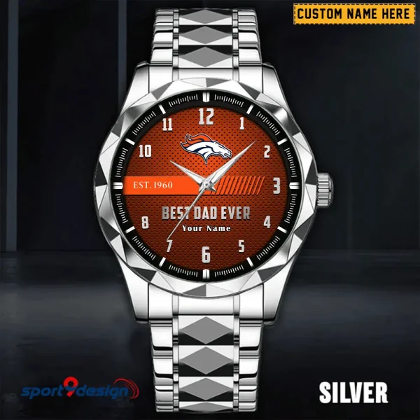 Denver Broncos Best Dad Ever Luxury Diamond Men Wristwatch Father's Day Gift SPTDMW172 - Image 3
