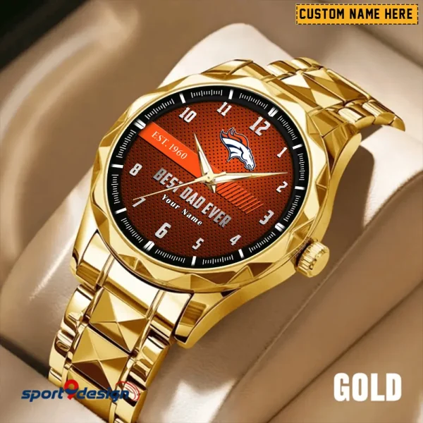 Denver Broncos Best Dad Ever Luxury Diamond Men Wristwatch Father's Day Gift SPTDMW172 - Image 4