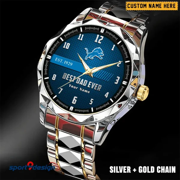 Detroit Lions Best Dad Ever Luxury Diamond Men Wristwatch Father's Day Gift SPTDMW173 - Image 4