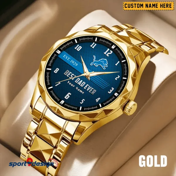 Detroit Lions Best Dad Ever Luxury Diamond Men Wristwatch Father's Day Gift SPTDMW173 - Image 5