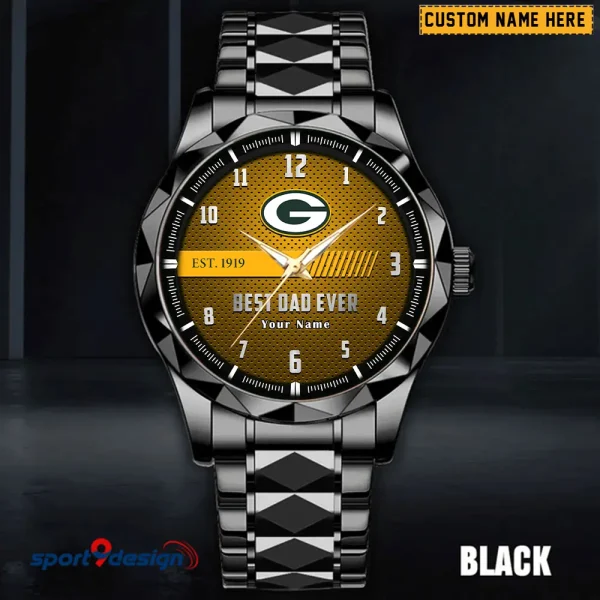 Green Bay Packers Best Dad Ever Luxury Diamond Men Wristwatch Father's Day Gift SPTDMW174 - Image 2