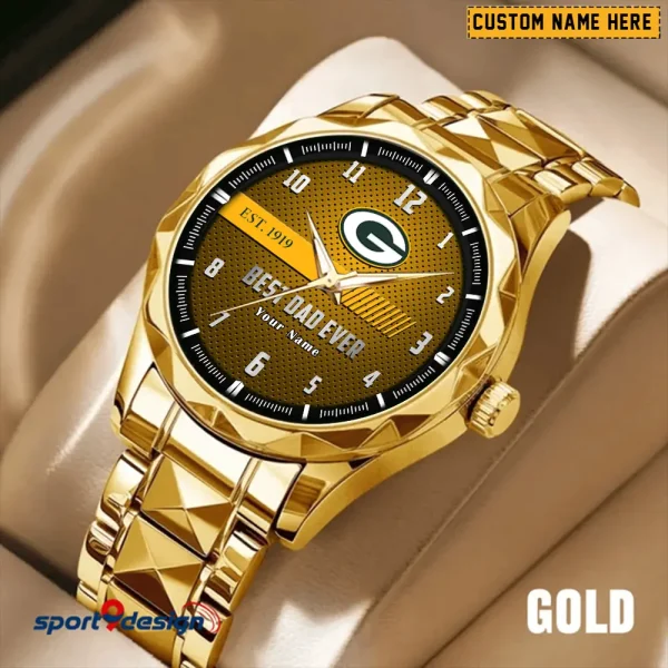 Green Bay Packers Best Dad Ever Luxury Diamond Men Wristwatch Father's Day Gift SPTDMW174 - Image 5