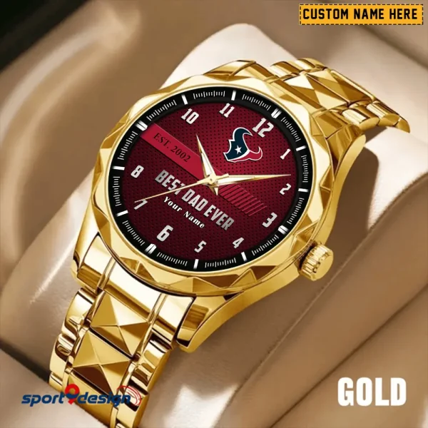 Houston Texans Best Dad Ever Luxury Diamond Men Wristwatch Father's Day Gift SPTDMW175 - Image 3