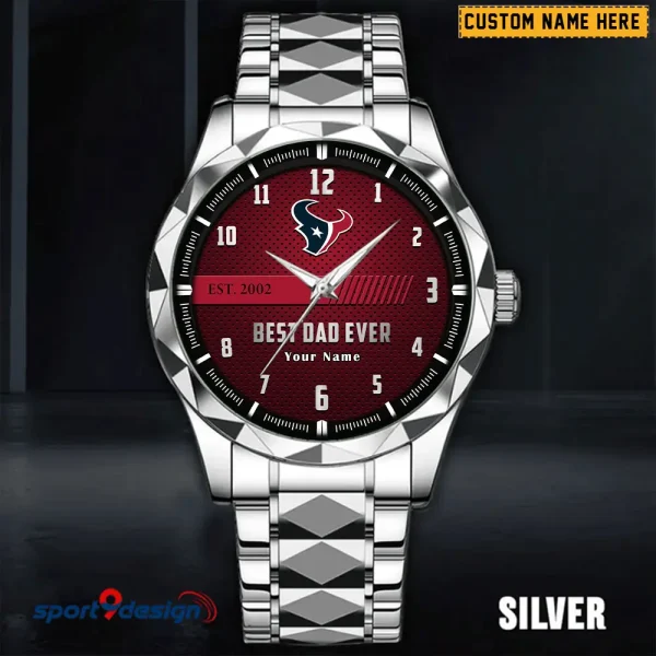 Houston Texans Best Dad Ever Luxury Diamond Men Wristwatch Father's Day Gift SPTDMW175 - Image 4