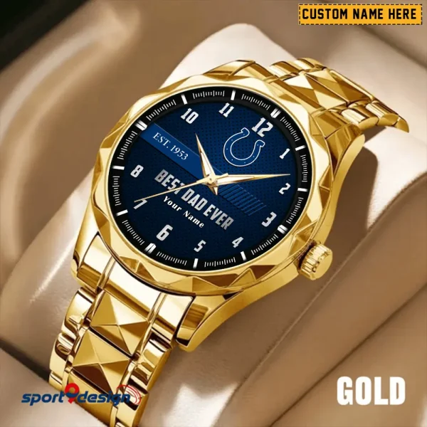 Indianapolis Colts Best Dad Ever Luxury Diamond Men Wristwatch Father's Day Gift SPTDMW176 - Image 3