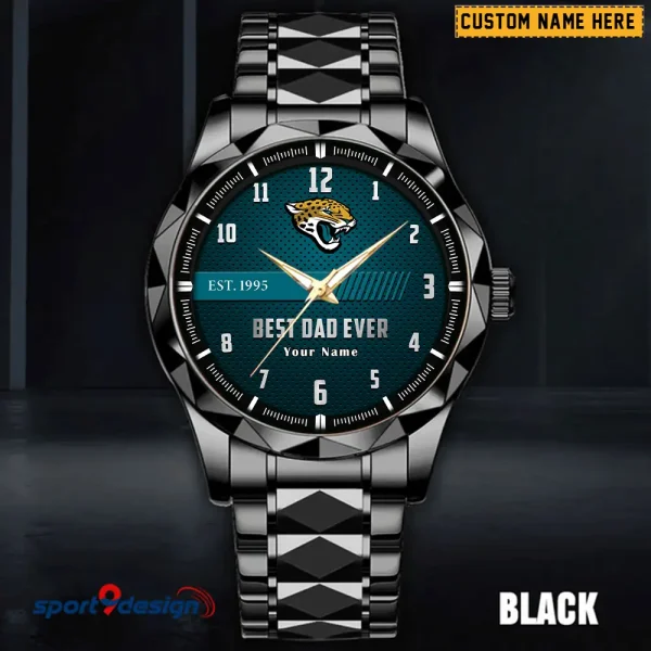 Jacksonville Jaguars Best Dad Ever Luxury Diamond Men Wristwatch Father's Day Gift SPTDMW177 - Image 2