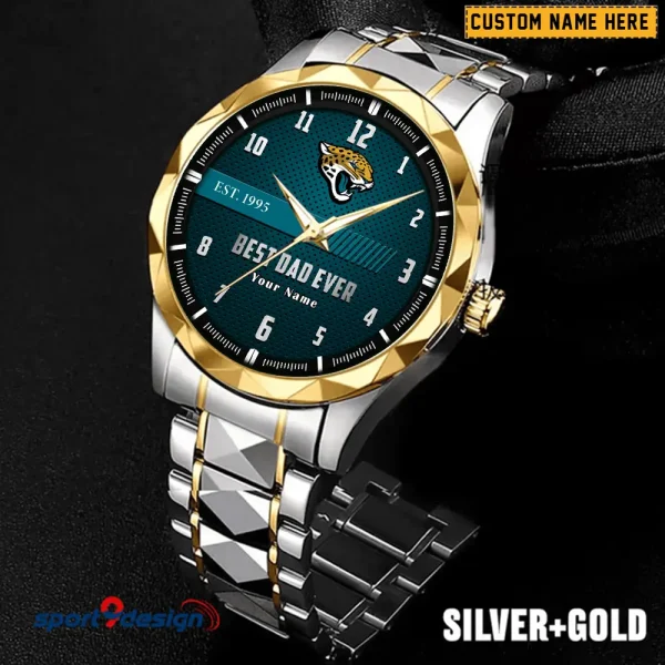 Jacksonville Jaguars Best Dad Ever Luxury Diamond Men Wristwatch Father's Day Gift SPTDMW177