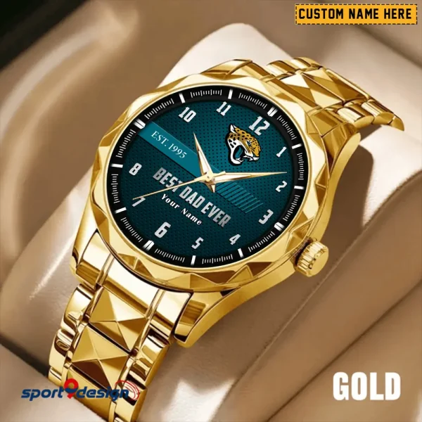 Jacksonville Jaguars Best Dad Ever Luxury Diamond Men Wristwatch Father's Day Gift SPTDMW177 - Image 4