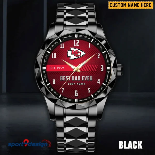 Kansas City Chiefs Best Dad Ever Luxury Diamond Men Wristwatch Father's Day Gift SPTDMW178 - Image 2