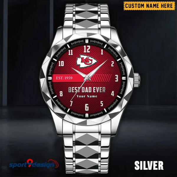 Kansas City Chiefs Best Dad Ever Luxury Diamond Men Wristwatch Father's Day Gift SPTDMW178 - Image 3