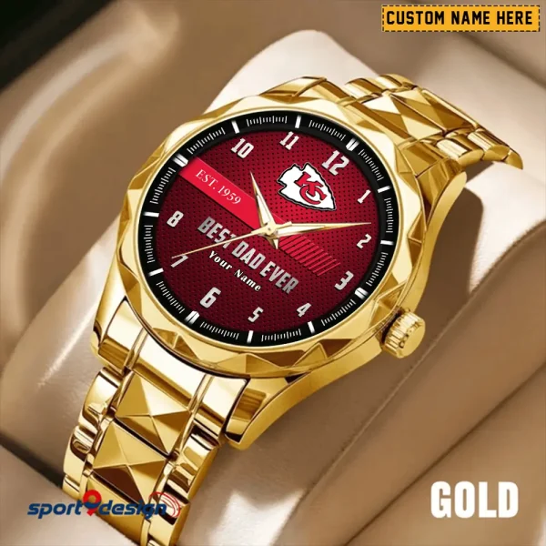 Kansas City Chiefs Best Dad Ever Luxury Diamond Men Wristwatch Father's Day Gift SPTDMW178 - Image 4