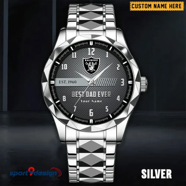 Las Vegas Raiders Best Dad Ever Luxury Diamond Men Wristwatch Father's Day Gift SPTDMW179 - Image 2
