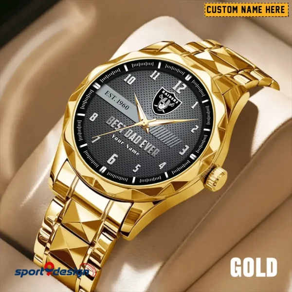 Las Vegas Raiders Best Dad Ever Luxury Diamond Men Wristwatch Father's Day Gift SPTDMW179 - Image 3