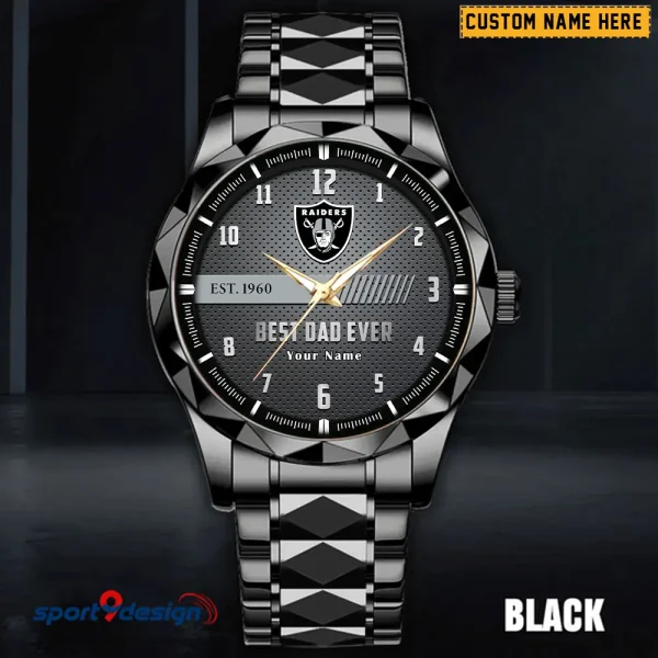 Las Vegas Raiders Best Dad Ever Luxury Diamond Men Wristwatch Father's Day Gift SPTDMW179 - Image 4