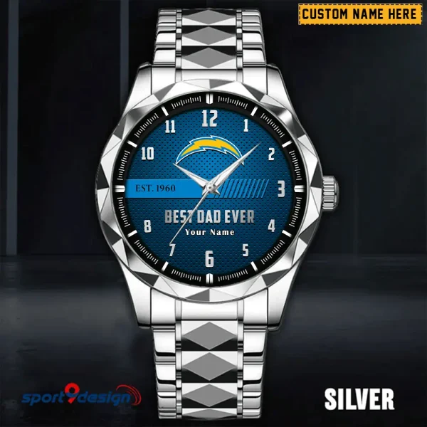 Los Angeles Chargers Best Dad Ever Luxury Diamond Men Wristwatch Father's Day Gift SPTDMW180 - Image 2