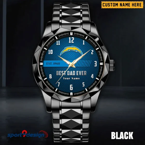 Los Angeles Chargers Best Dad Ever Luxury Diamond Men Wristwatch Father's Day Gift SPTDMW180 - Image 4