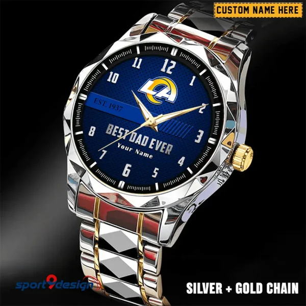 Los Angeles Rams Best Dad Ever Luxury Diamond Men Wristwatch Father's Day Gift SPTDMW181 - Image 2