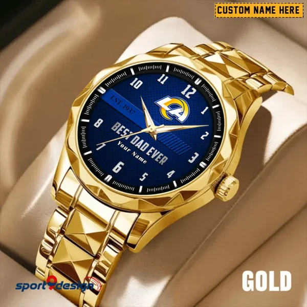 Los Angeles Rams Best Dad Ever Luxury Diamond Men Wristwatch Father's Day Gift SPTDMW181 - Image 3