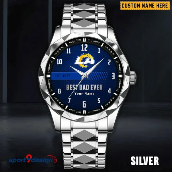 Los Angeles Rams Best Dad Ever Luxury Diamond Men Wristwatch Father's Day Gift SPTDMW181 - Image 4