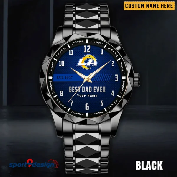 Los Angeles Rams Best Dad Ever Luxury Diamond Men Wristwatch Father's Day Gift SPTDMW181 - Image 5