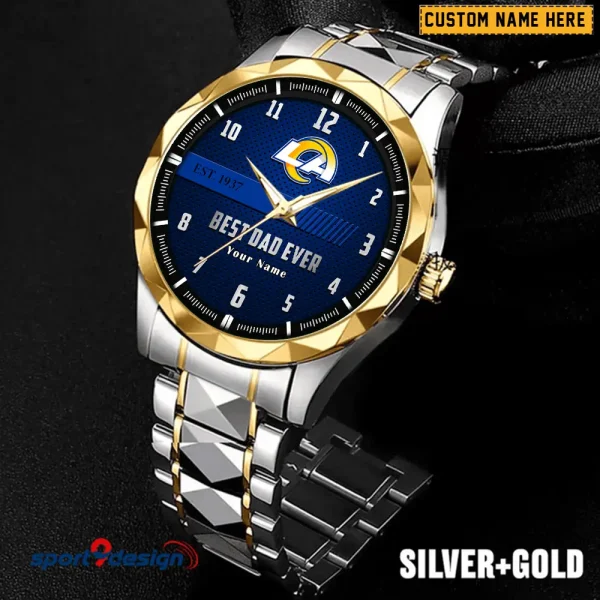 Los Angeles Rams Best Dad Ever Luxury Diamond Men Wristwatch Father's Day Gift SPTDMW181
